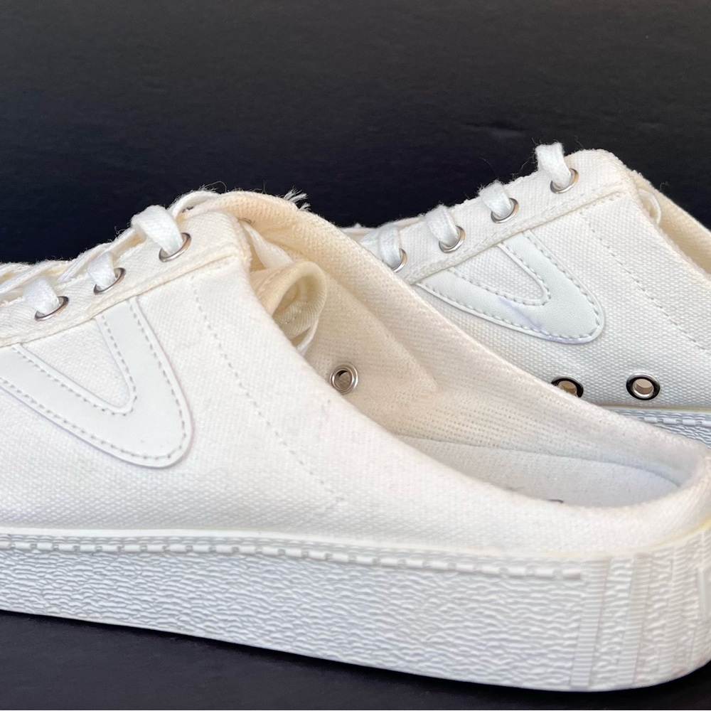 Tretorn Cream Canvas Mules - Picture 7 of 9